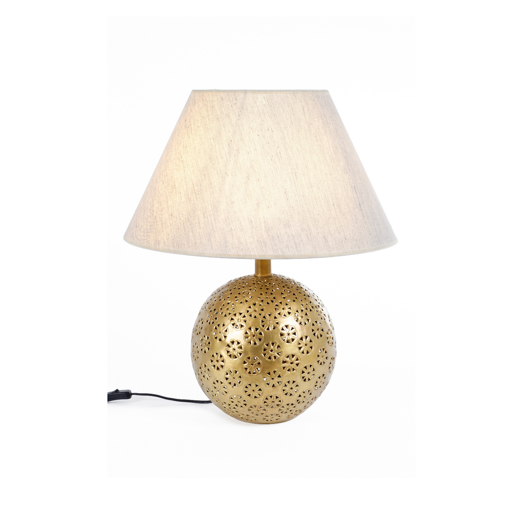 Floral Orb Brass Lamp